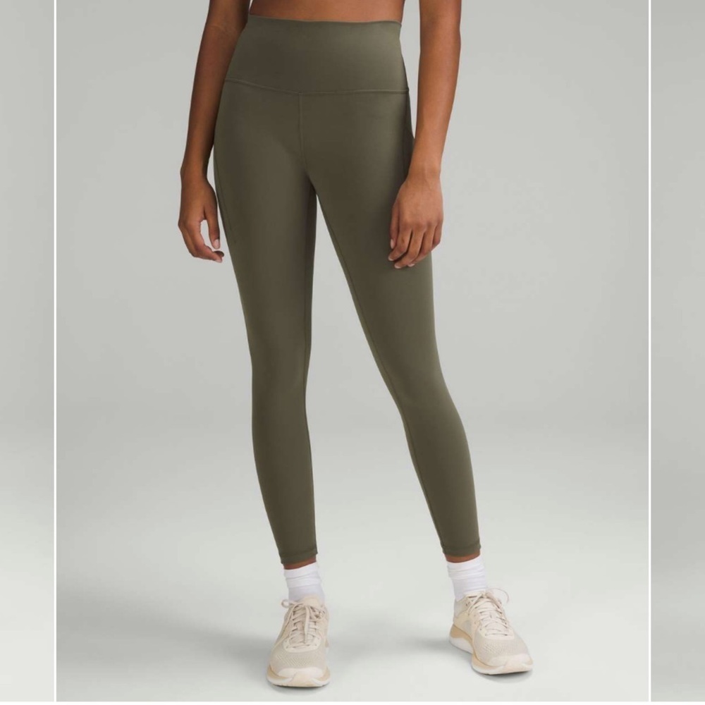 Lululemon Wunder Train High Rise Tights Pants w Pockets Leggings Army Green NWT